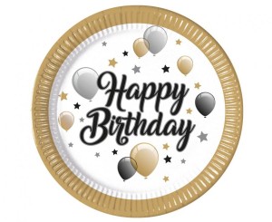 Talerzyki papierowe Milestone Party Happy Birthday, next generation, 23cm, 8 szt.	 (plastic-free)