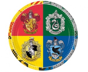 Talerzyki papierowe Harry Potter Hogwarts Houses, next generation, 23cm, 8 szt. (plastic-free)
