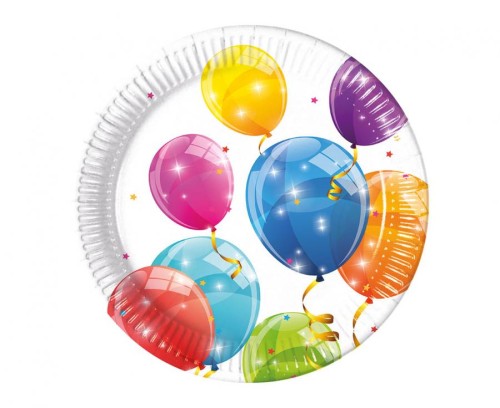 Talerzyki pap. Sparkling Balloons, next generation, 20 cm, 8 szt. (plastic-free)