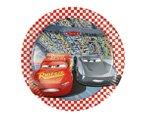 Talerzyki pap. Cars 3, next generation, 20 cm, 8 szt. (plastic-free)