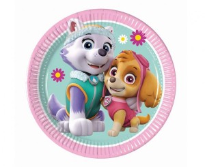 Talerzyki papierowe Paw Patrol Skye & Everest (Nickelodeon), 20cm, 8 szt. (plastic-free)