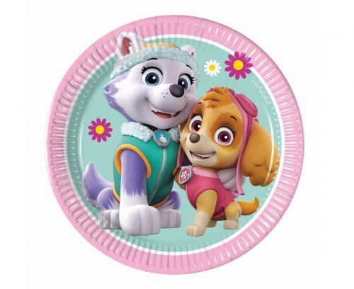 Talerzyki papierowe Paw Patrol Skye & Everest (Nickelodeon), 20cm, 8 szt. (plastic-free)