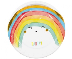 Talerzyki papierowe Rainbow Party, next generation, 23cm, 8 szt. (plastic-free)