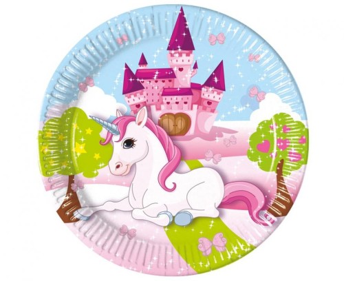 Talerzyki papierowe "Unicorn", next generation, 20cm, 8 szt. (plastic-free)