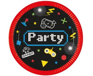 Talerzyki papierowe Gaming Party, next generation, 23cm, 8 szt. (plastic-free)