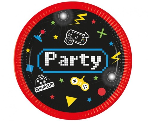Talerzyki papierowe Gaming Party, next generation, 23cm, 8 szt. (plastic-free)