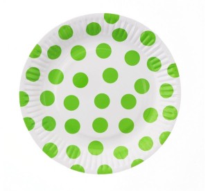 Talerzyki papierowe Groszki (pistacjowe 368C), 18 cm, 6 szt.