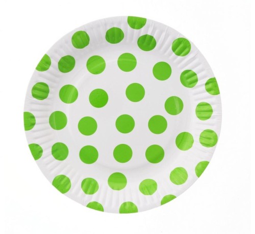 Talerzyki papierowe Groszki (pistacjowe 368C), 18 cm, 6 szt.