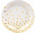 Talerzyki papierowe "Złote groszki", białe, 18 cm, 6 szt