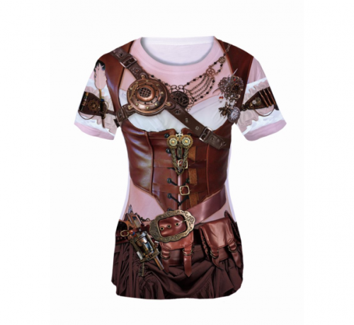 T-shirt z nadrukiem Steampunk Lady, rozm. M