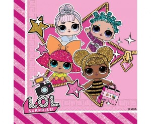 Serwetki papierowe LOL GLITTERATI METALLIC MGA ENTERTAINMENT, rozm. 33x33 cm  20szt.