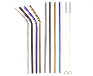 Rurki metalowe, mix kolorów, 4 proste, 4 zagięte i 2 szczoteczki