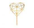 Dekoracja akrylowa na tort Diamond Heart, złota, 16x10 cm