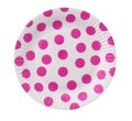 Talerzyki papierowe Groszki (Magenta C), 18 cm, 6 szt.