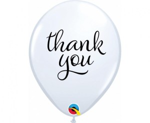 Balon QL 11" z nadr. Thank you, biały/ 25 szt.