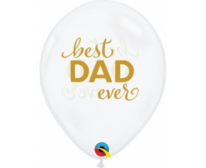 Balon QL 11" z nadr. Best Dad ever, przezroczysty/ 25 szt.