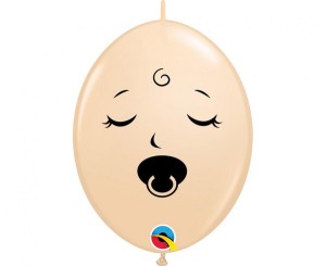 Balon QLink 6" Buźka ze smoczkiem, cielisty / 50 szt.