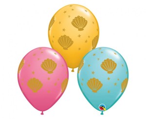 Balon QL 11" z nadr. "Sea Shell", pastel mix / 25 szt.