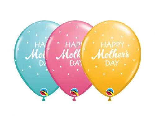 Balon QL 11" RND Mother's Day małe groszki / 25 szt.