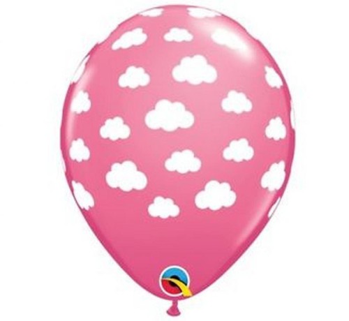 Balon QL 11" z nadr. "Clouds", pastel różowe / 25 szt.