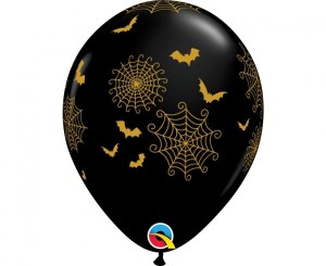 Balon QL 11" z nadr. Spider-Webs and Bats/ 25 szt.