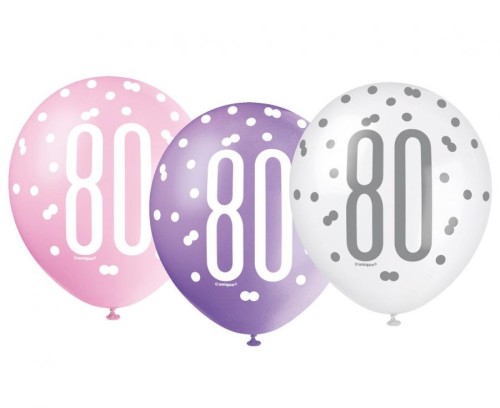 Balon UQ 12" Glitz z nadr. 80, różowy miks, 6 szt.
