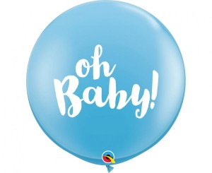 Balon QL 36" z nadr. Oh Baby, blue, 2 szt.