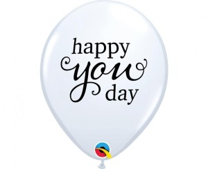 Balon QL 11" RND biały z nadr. Happy you day, 25 szt.