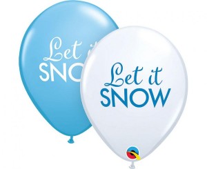 Balon QL 11" z nadr. "Let It Snow", 6 szt.