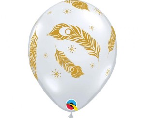 Balon QL 11 cali przezroczysty pawie pióra / 25 szt.
