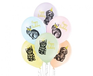 Balony D11 Birthday Pets 2C2S, 6 szt.