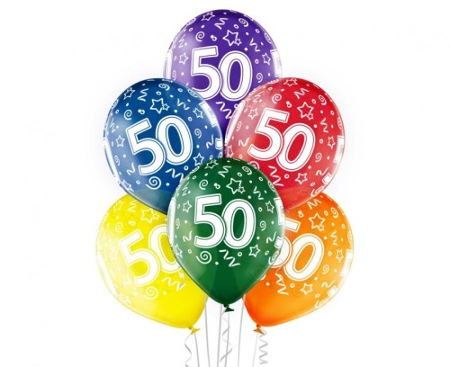 Balony D11 50th Birthday, Mix 1c/5s, 50 szt.