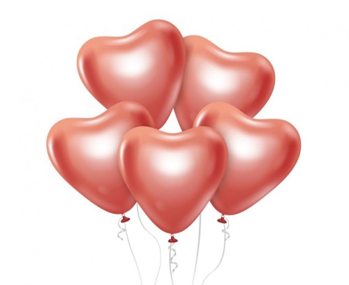 Balony Beauty&Charm, platynowe czerwone serca 12"/ 6 szt.