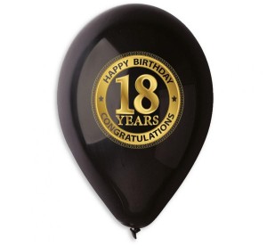 Balony Premium  "18 years", czarne, 12" / 5 szt.