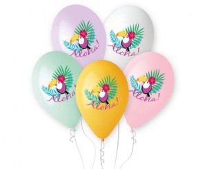 Balony Premium Hel "Tukan - Aloha!", 13"/ 5 szt.