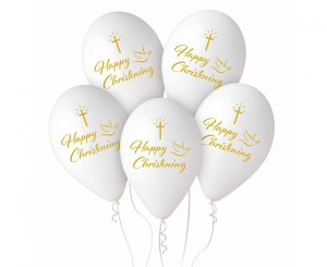 Balony Premium Hel Happy Christening, 13"/ 5 szt.