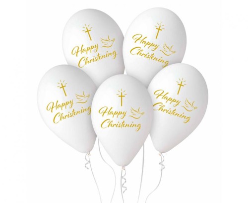 Balony Premium Hel Happy Christening, 13"/ 5 szt.