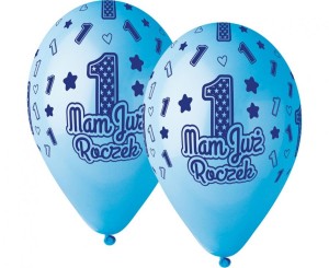 Balony Premium Hel Mam Już Roczek, niebieskie, 13 cali/ 5 szt.