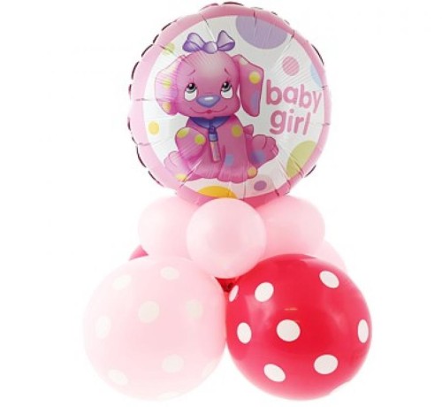 Zestaw dek. 18" - Baby Girl (piesek różowy)