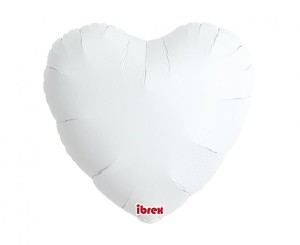 Balon Ibrex Hel, serce 18", White, 5 szt.