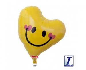 Balon Ibrex Hel, serce Sweet 14", Lovely Smile, yellow, packed
