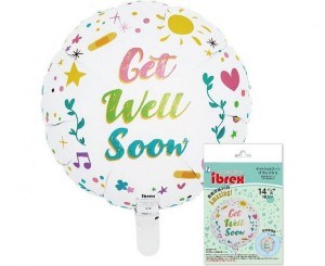 Balon Ibrex Hel, okrągły 14", Get well soon refresh, packed