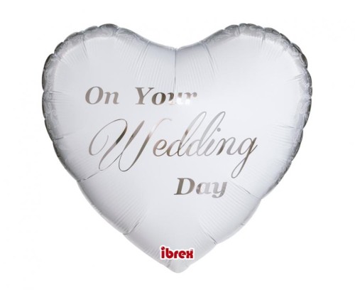 Balon Ibrex Hel, serce 14", White On Your Wedding Day, packed