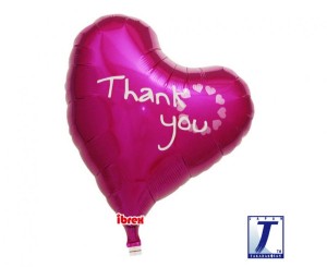 Balon Ibrex Hel, serce Sweet 14", Thank you, magenta, packed