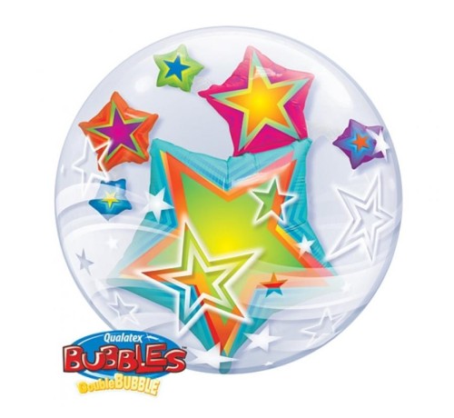 Balon foliowy 24" QL Bubble Pod. "Kolorowe Gwiazdy" KK