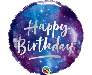 Balon foliowy 18 cali QL RND Happy Birthday, galaxy