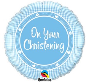 Balon foliowy 18" QL CIR - "On Your Christening Boy"