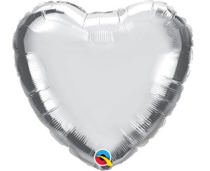 Balon foliowy 9" QL HRT "Serce srebrne"