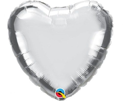 Balon foliowy 9" QL HRT "Serce srebrne"