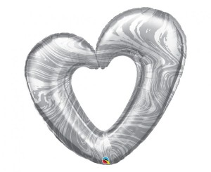 Balon foliowy 42" QL SHP "Marmurowe Serce" srebrne